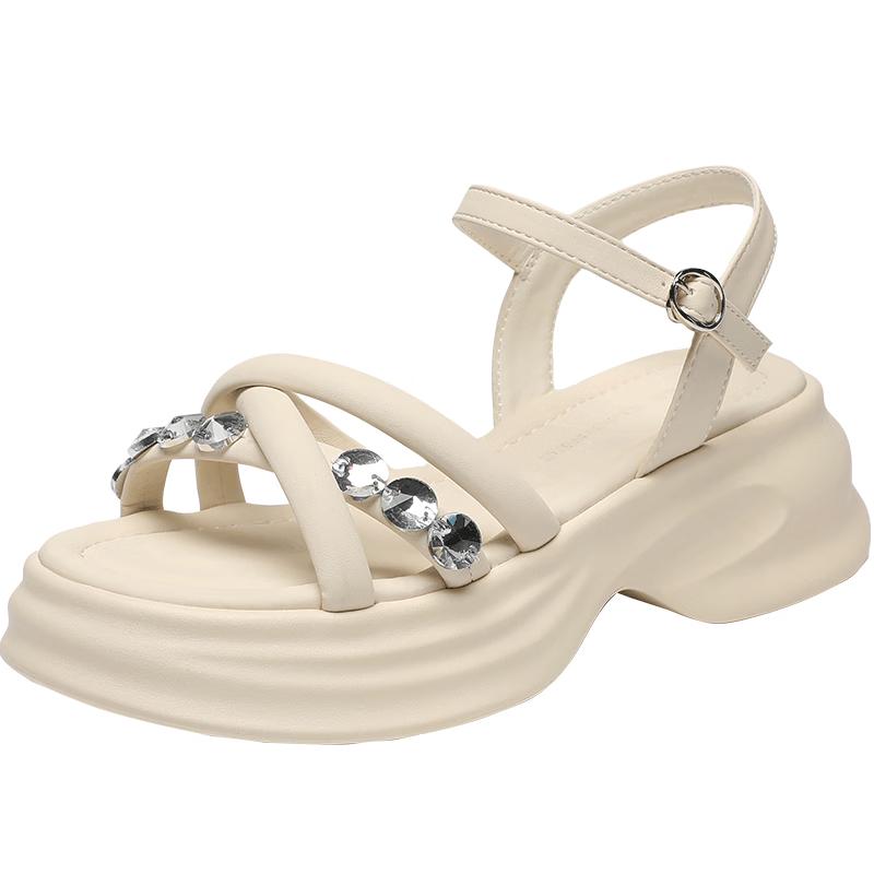 ZHR Women s Fairy Style One-Strap Mid-Heel Sandals 37 бежевый