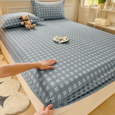 Plaid Fitted Sheet With Elastic Band Non Slip Adjustable Mattress Cover Soft Comfortable For Single Double King Queen Size