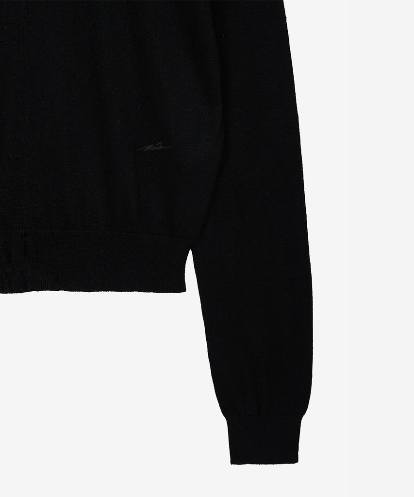 ZIOSONGZIO Silk Blend Whole Garment Turtleneck Black Zi2Kt201Bk
