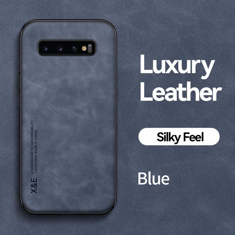 

Для Samsung S 10 S10+ Plus Чехол Автомобильный Магнитный Держатель Кожаная Задняя Крышка Для Samsung Galaxy S10 Plus Мягкий TPU Рамка Защитный Funda For Galaxy S10 Plus синий