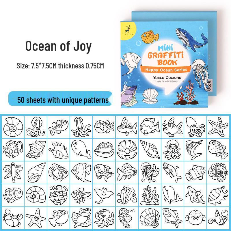 Mini Cartoon Doodle & Coloring Book for Kids - 50 Sheets