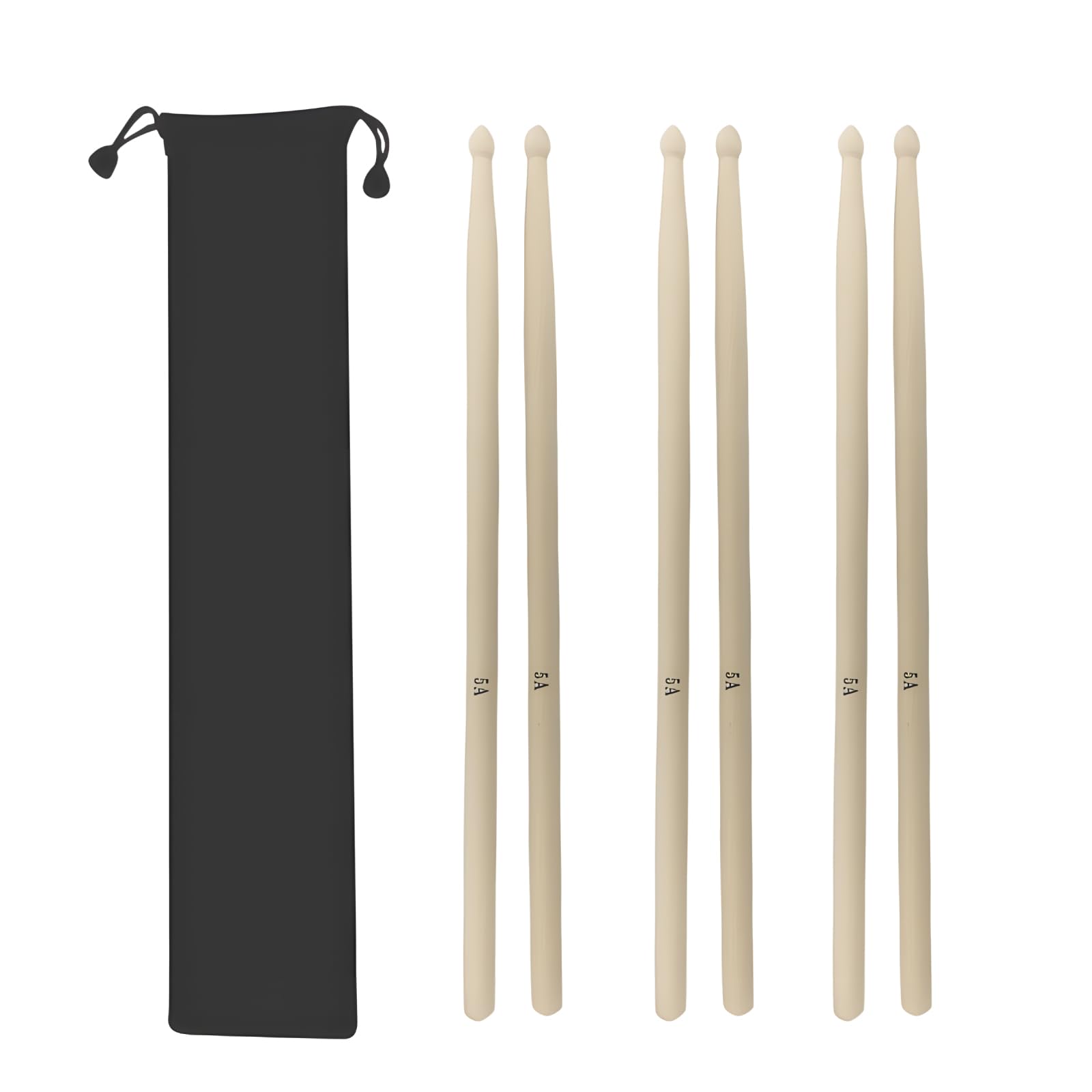 

ENN LLC Drumsticks 5A for Practice 3 Pairs with Velvet Bag