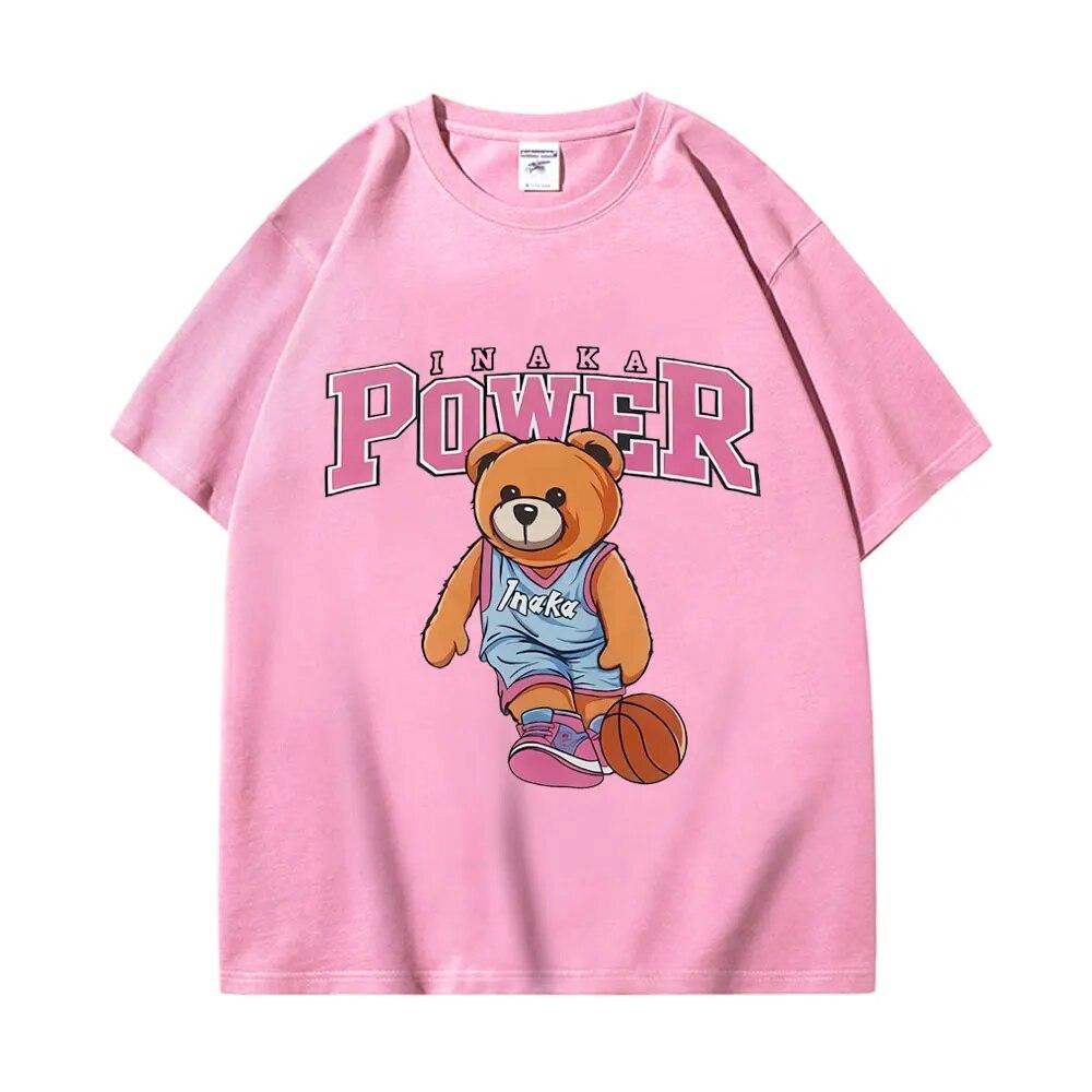 Lustiges Basketballbär Inaka Power Print T-Shirt Unisex Damen Mode Übungsstil T-Shirts Sommer Casual 100 % Baumwolle Loses T-Shirt