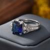 Retro Square Purple Stone  Sterling Silver Rings for Women Created Imitation Blue Sapphire Princess Cut Rings Wedding