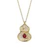 Xiancan S925 Sterling Silver Red Gourd-Shaped Fu Lu Necklace