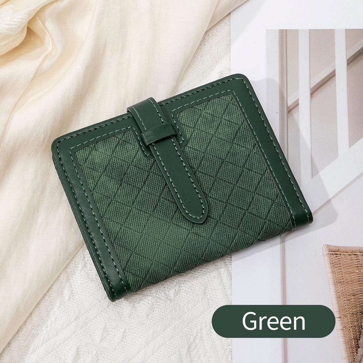 

New women s short wallet, retro plaid folding wallet, multi-functional, simple and fashionable change bag зелений