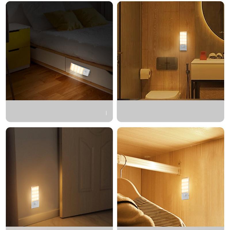 Motion Sensor LED Night Light Rechargeable Night Lamp Bedside Portable Kitchen Cabinet Night Lights for Bedroom Stairs Hallway