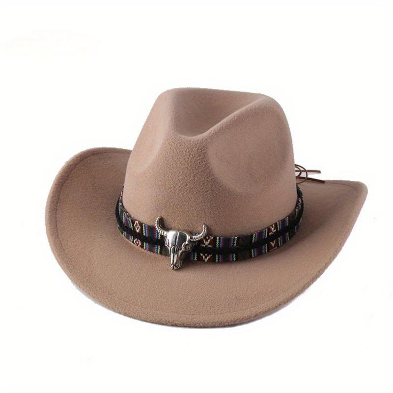 Western Style Cowboy Hat, Ethnic Style Rolled Edge Hat, Sun Hat, Jazz Hat, Outdoor Travel Hat  Cow Print Cowboy Hat