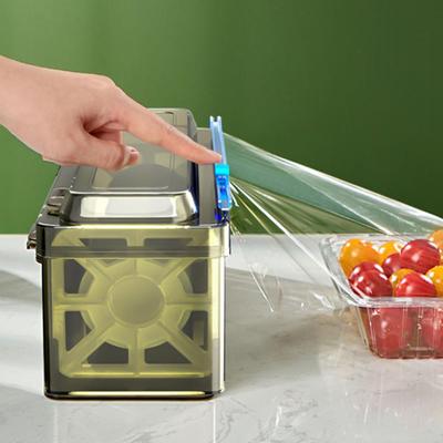 Plastic Cling Film Cutter With Sliding Home Foil Wax Paper Cutter Refillable Box Food Packaging Dispenser Kitchen Supplies