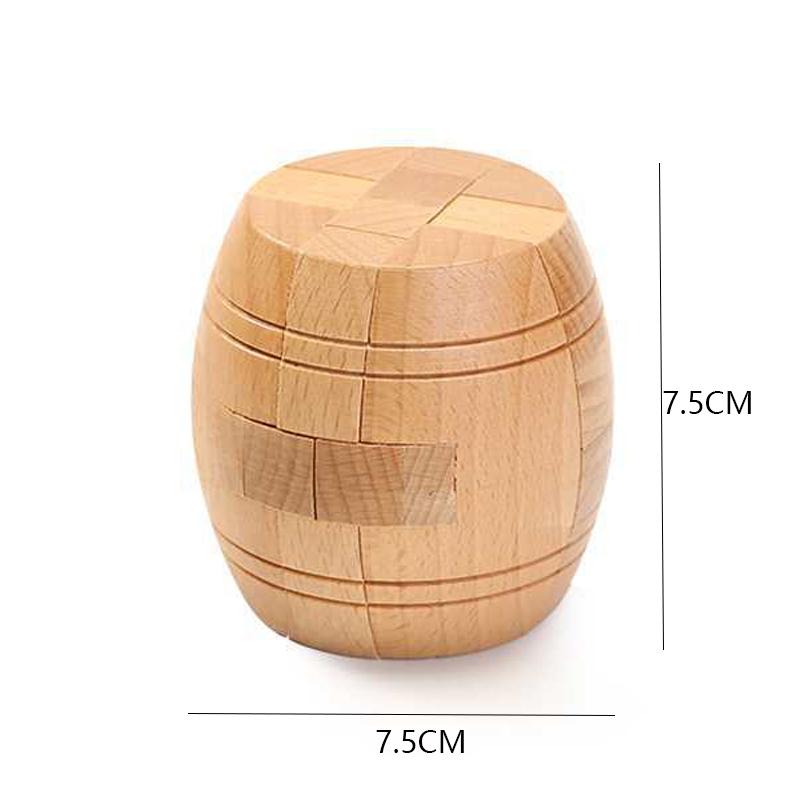 Classic Barrel Puzzle Wooden Interlocking Assembly 3D Brain Teasers for Adults Kids Unique IQ Logic Training Educational Toys