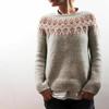 Suéter, para mujer, cuello redondo, bloque de color, corte holgado, jersey, suéter de punto, cálido, top casual