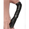 Elegant Mitten Gloves for Women Leather Silky Lining 50cm NS2