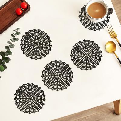 4PCS Hollow Out Spider Web Coaster PVC Tableware Heat-Insulating Mat Cup Mat  Restaurant