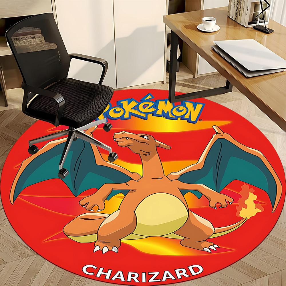 1pc Pokemon Charizard Office Round Area Rug, Indoor Mat Suitable For Office, Under Office Chairs Bedroom Living Room Home Decor, Room Deco