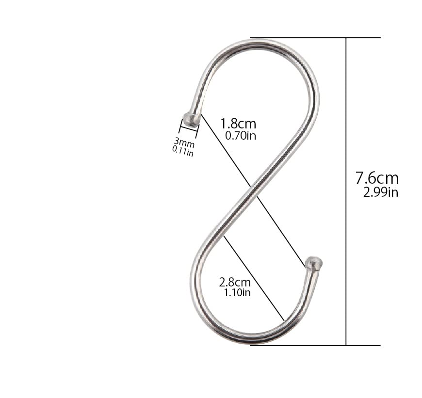Yunox Stainless Steel Small of for Hanging Small Load Capacity 5kg S-Hook [Set 10] S-Hook Items, Anti-Slip, Approx.