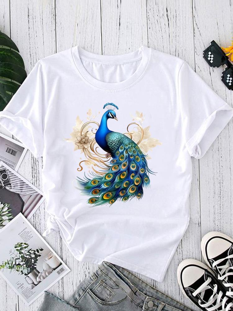 (Asian Size) Watercolor Style Trend Short Sleeve T-shirts Print O-neck Fashion Female Casual Women's Top T Clothing Graphic Tee