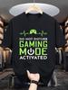 Unisex'S Casual Cotton T-Shirt With Geometric Gaming Graphic