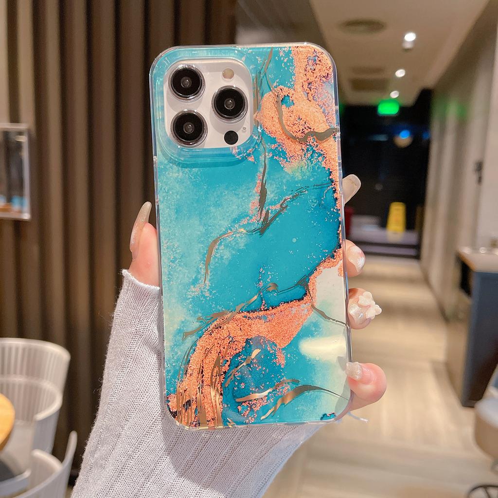IPhone 15 Mobile Phone Glazed Marble Shell Suitable for Apple 13/14/15 ProMax Gold Stamping Full Package