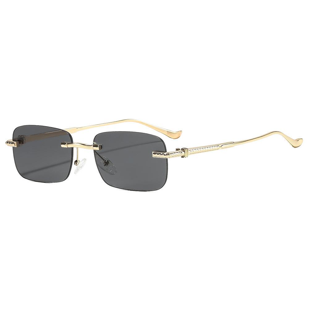 New retro classic frameless sunglasses, European and American fashion personalized trimmed narrow frame metal sunglasses for men and women
