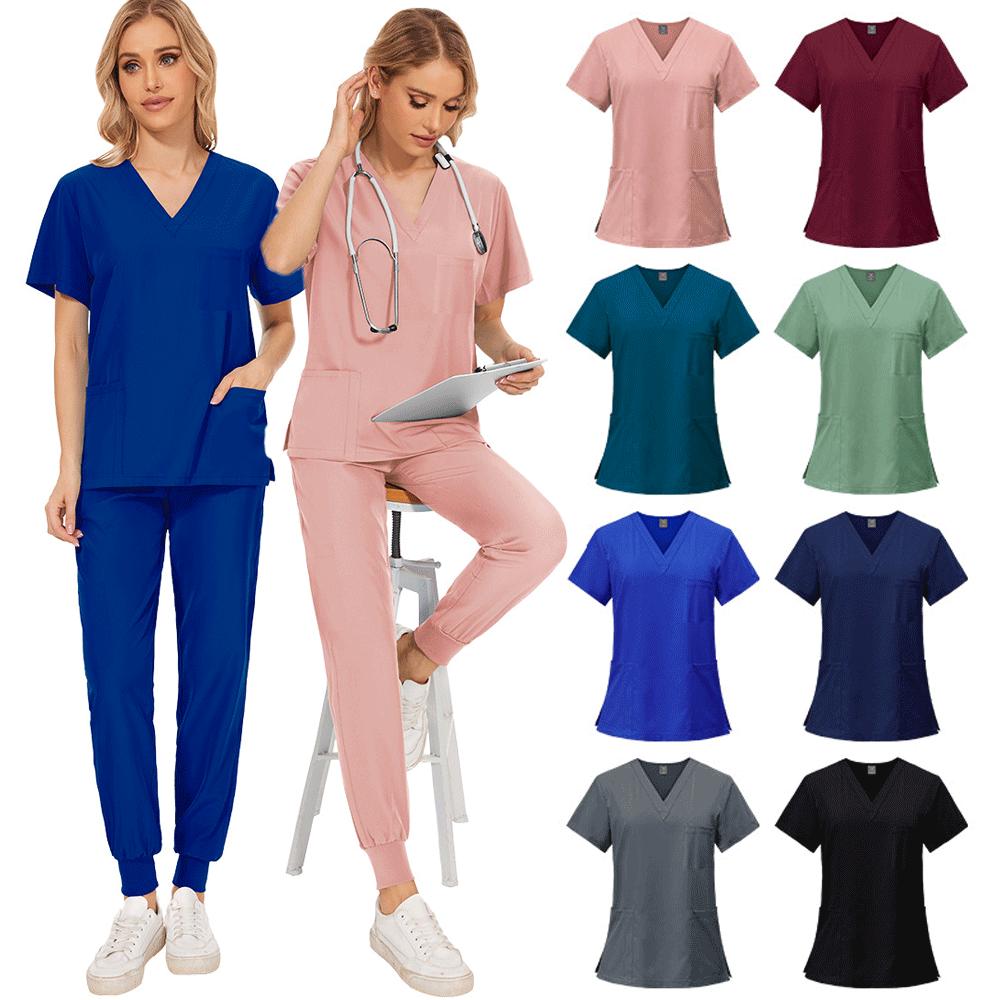 Střih Slim Fit Lékařské uniformy Dámské Scrub Sety Ošetřovatelské Doplňky Nemocniční Chirurgické Pláště Zubní Klinika Kosmetický Salon Pracovní Oděv
