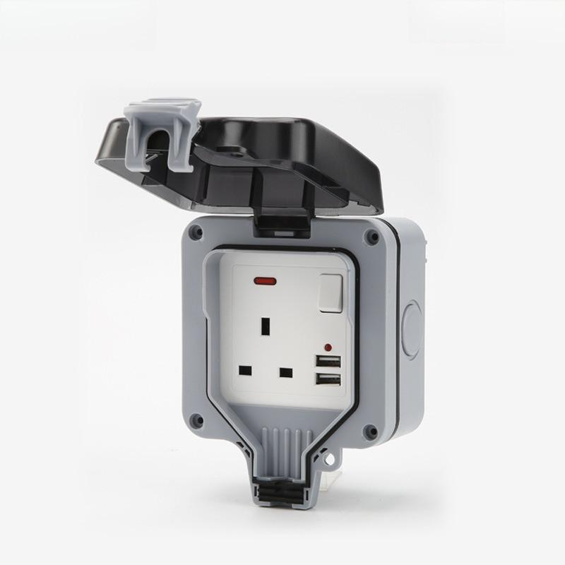 Boîtier Boîte de Commande Prise Étanche IP66 Extérieur Prise Extérieure Imperméable Prise de Chargement USB Protection contre les Fuites