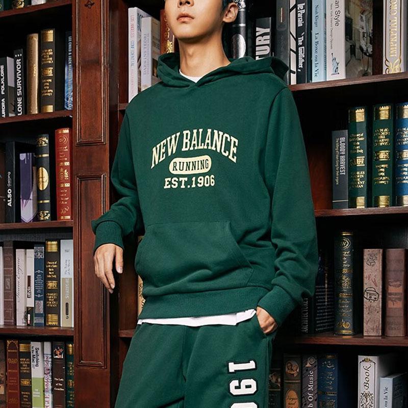 New Balance Sweatshirts Unisex Green Hooded Moderate Regular AMT31313-JUE