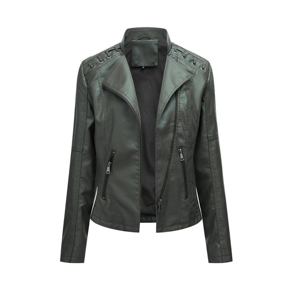 Frauen Damen Revers Motor Jacke Mantel Reißverschluss Biker kurze Punk abgeschnitten Tops