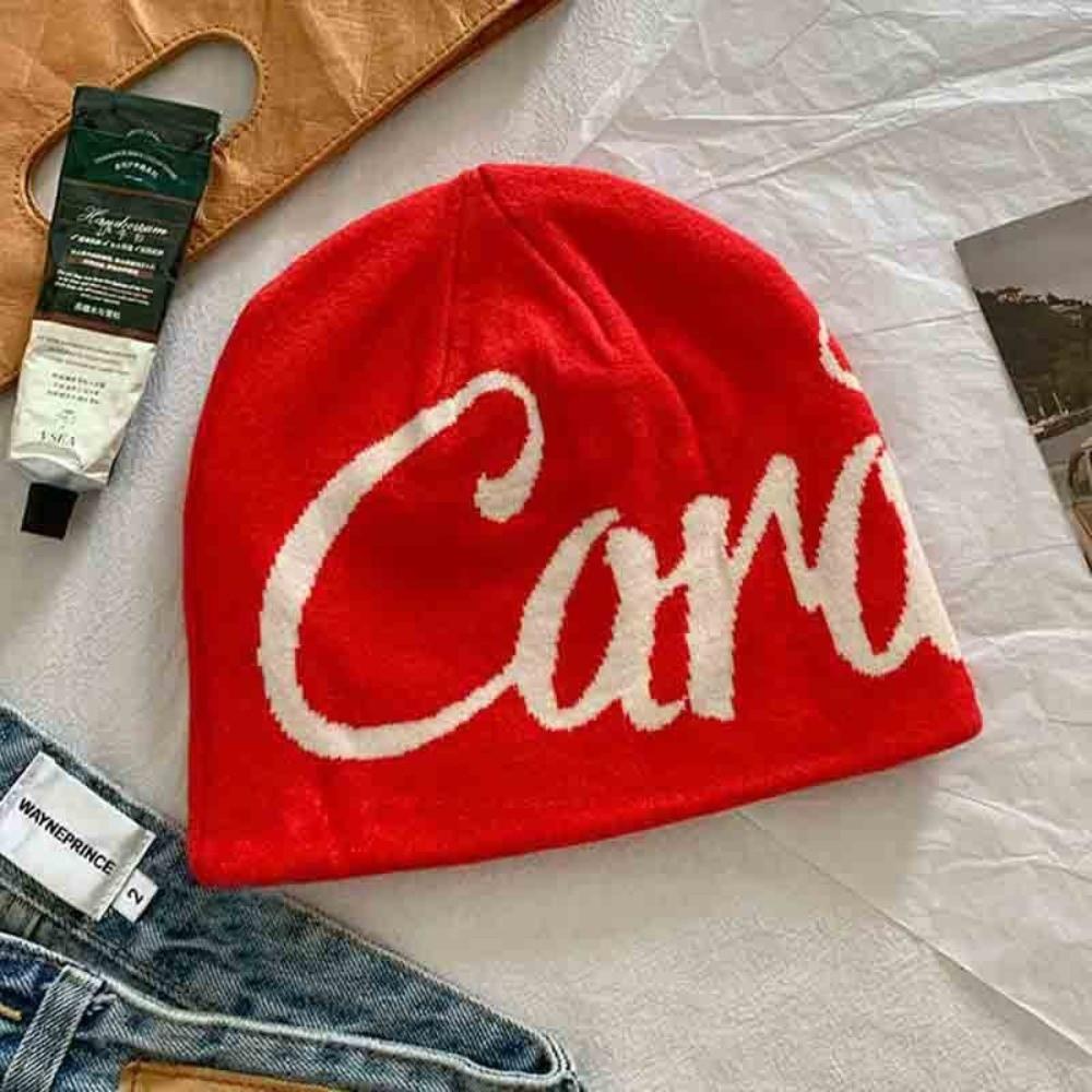 Fashion Letter Knitting Cap Hat Fiber Y2k Jacquard Knitted Hat Keep warm Cold Cap Outdoor красный