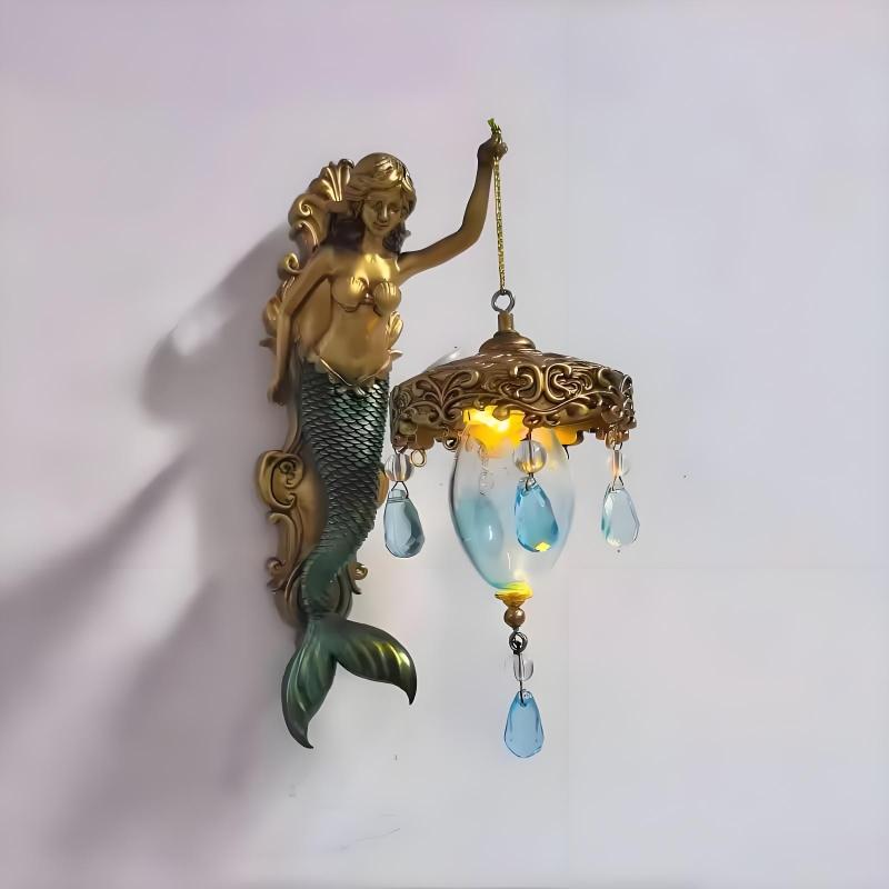 Wall Lamp Retro Base Design Night Light Statue Wall Lamp Ocean Themed Artwork Suitable For Bedroom Hotel And Restaurant Statue