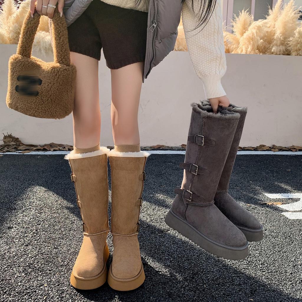 Snow Boots 2025 Tall Tube, Piled and Thickened Northeast Cotton Boots with Thick Soles and Two Warm Boots