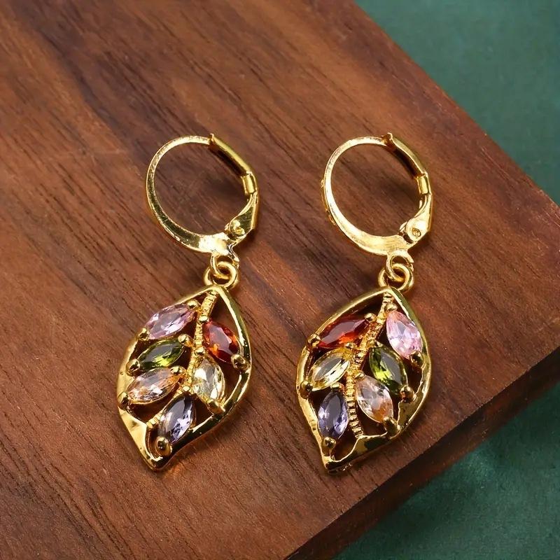 2025 Magnifiques Boucles d'Oreilles Rondes Géométriques Colorées en Pierre pour Femmes avec Zircon Incrusté d'Or Boucles d'Oreilles Pendantes de Soirée et Bijoux