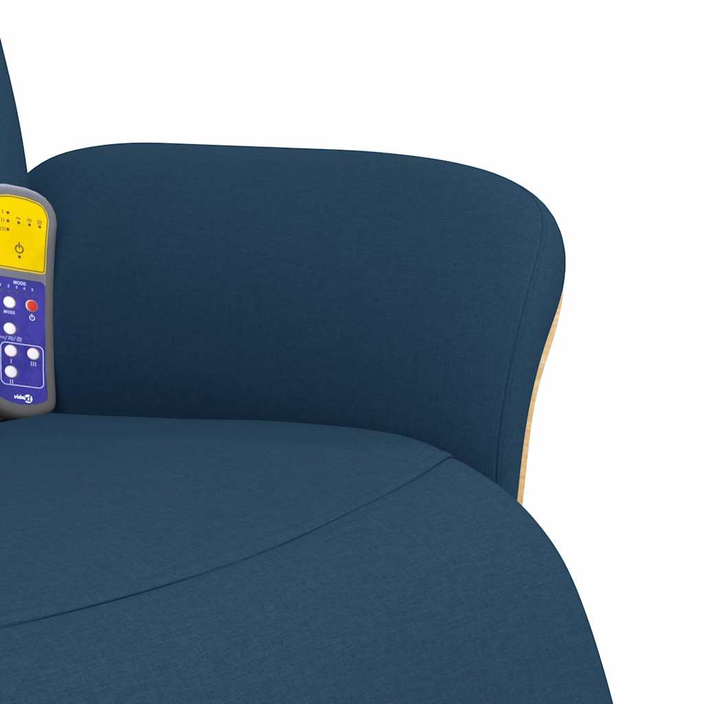 Massage Chair with Footrest Blue Fabric