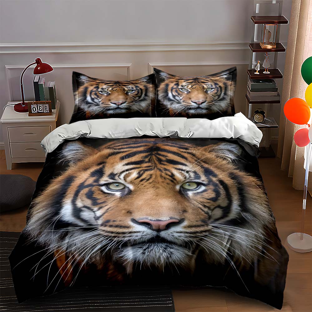 

Tiger face print. Bedding Duvet cover sets Duvet covers Pillowcases gifts (1 * Duvet Cover 2 * Pillowcases, without duvet insert) 135x200cm