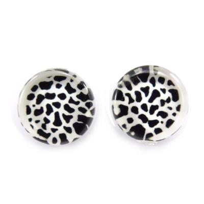 [J6737] - 'Pop Art' Designer Earrings Black White