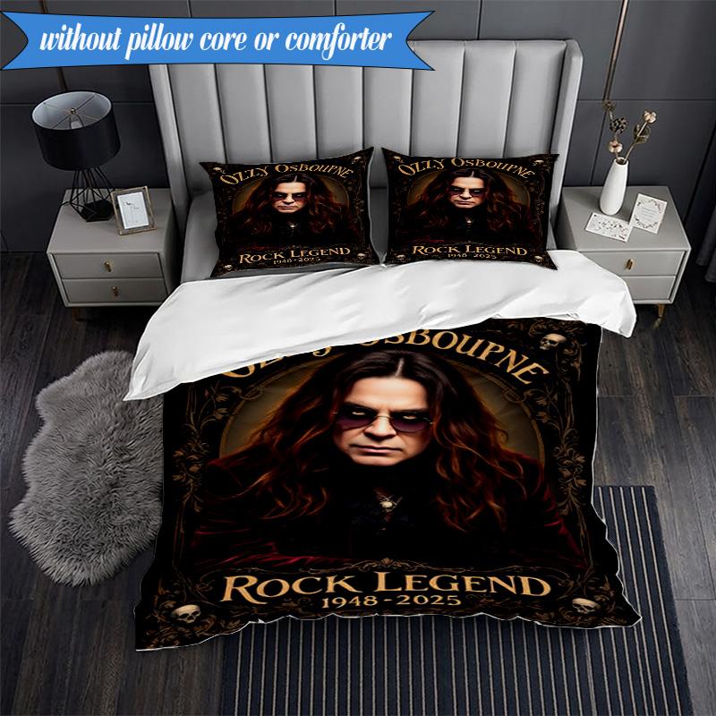 3PCS Ozzy Metal Legend Bedding Set,Including 1pc Duvet Cover And 2pcs Pillowcases Perfect for Bedroom, Dormitory, Fan Christmas Gift