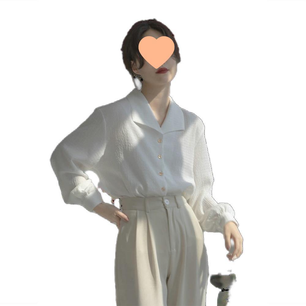 Women's Textured White Shirt - Loose French Style, Spring/Summer 2025