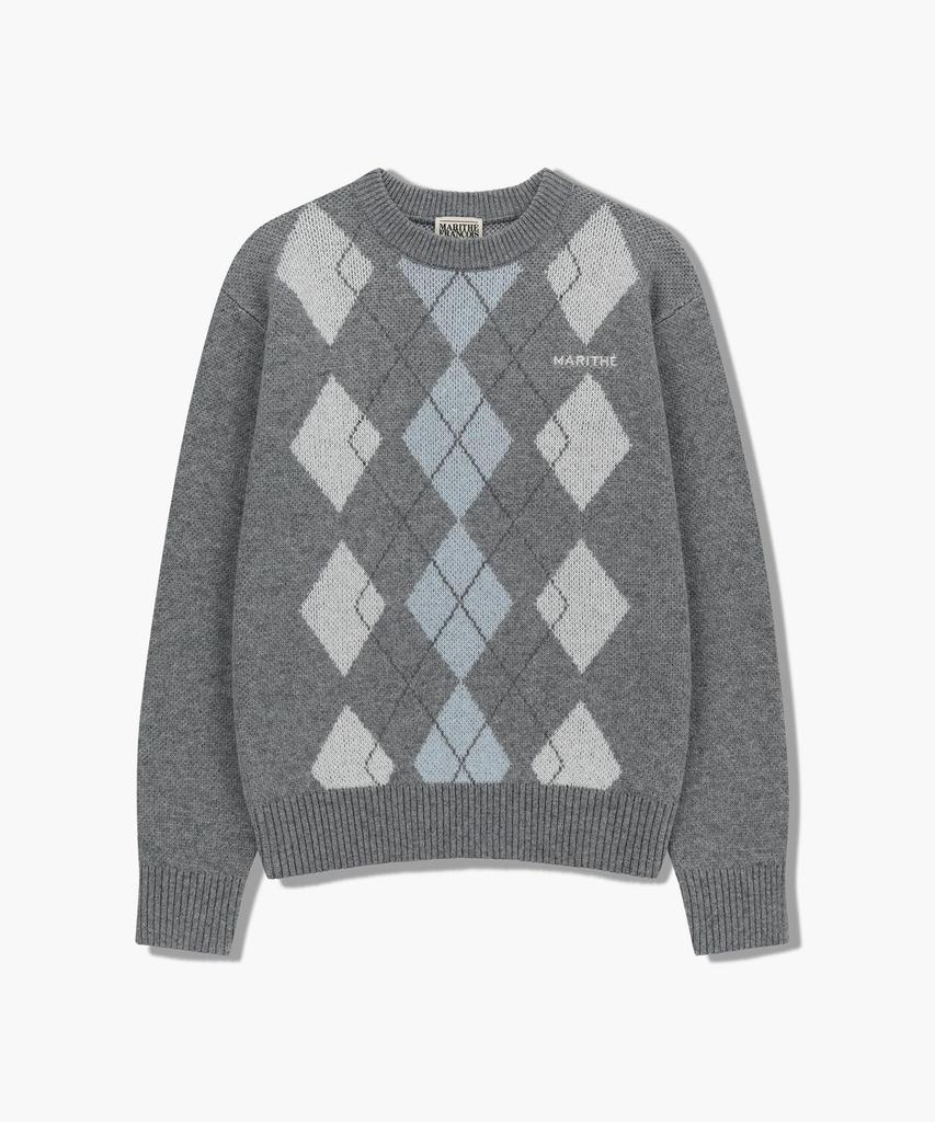 Malittepeulangsowajeobeo Argyle Jqd Knit Pullover Heather Gray