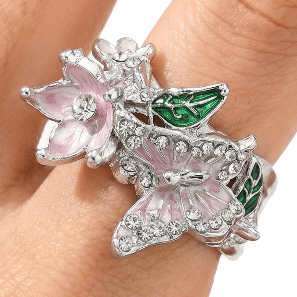 Oil Dripping Butterfly Ring Elegant Finger Jewelry Sweet Opening Finger Ring Ladies Jewelry