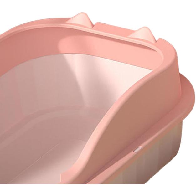 Cat Litter Box Open Top Pet Litter Tray High Sided Litter Pan Splashproof Cat Sand Box Bedpan Potty Toilet for Kitten Small Animals Hamsters, Pink L