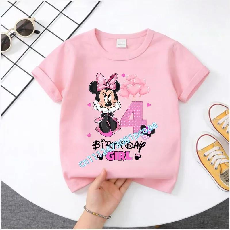 Mickey Mouse Child Birthday Clothes Girl Boy Number T Shirt Cartoon Print Kids Tee Baby Top Summer Infant Cute Short Sleeve Gift