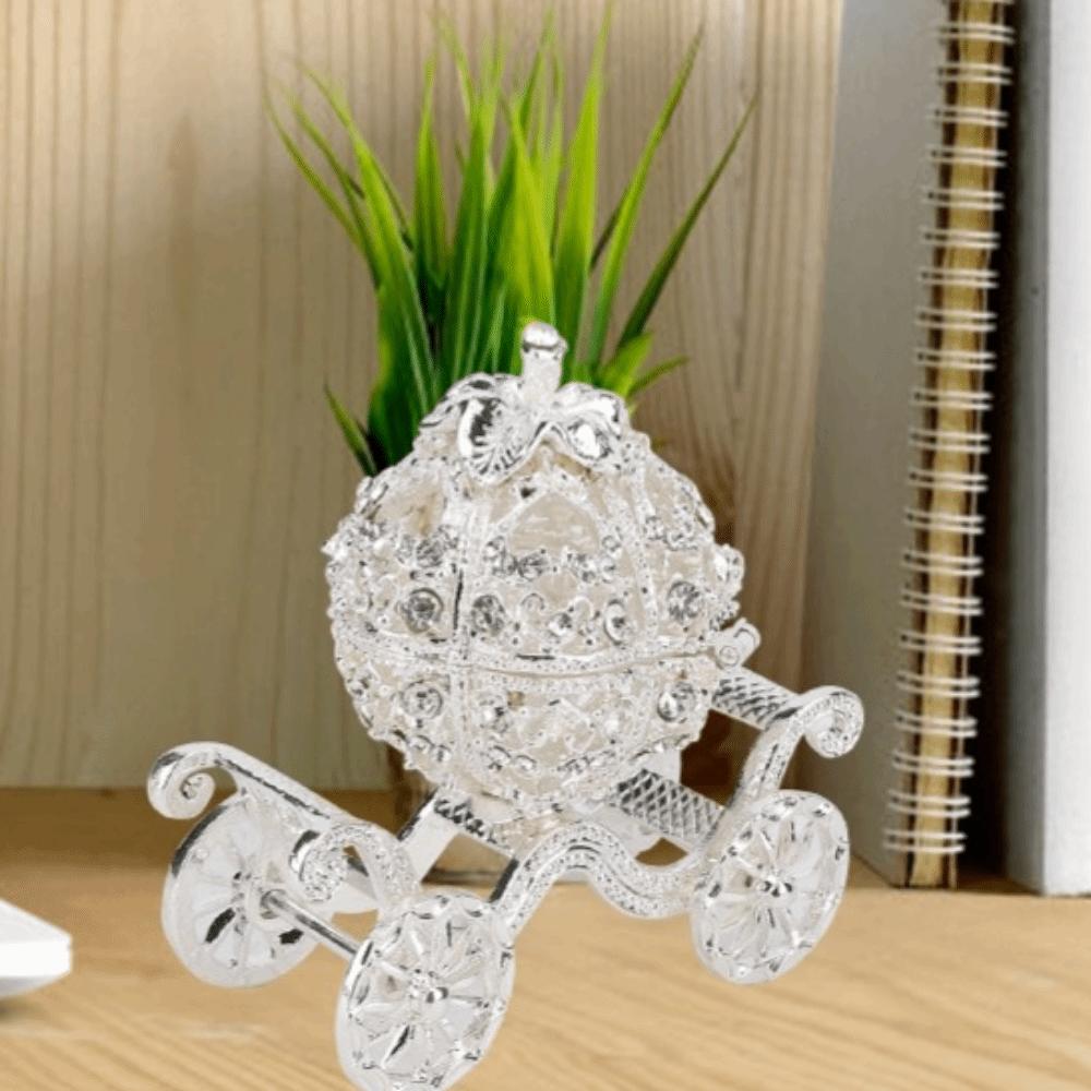 Pumpkin Shaped Metal Crafts Ornament Zinc Alloy Material Rhinestone Decorated Box Desk Ornament