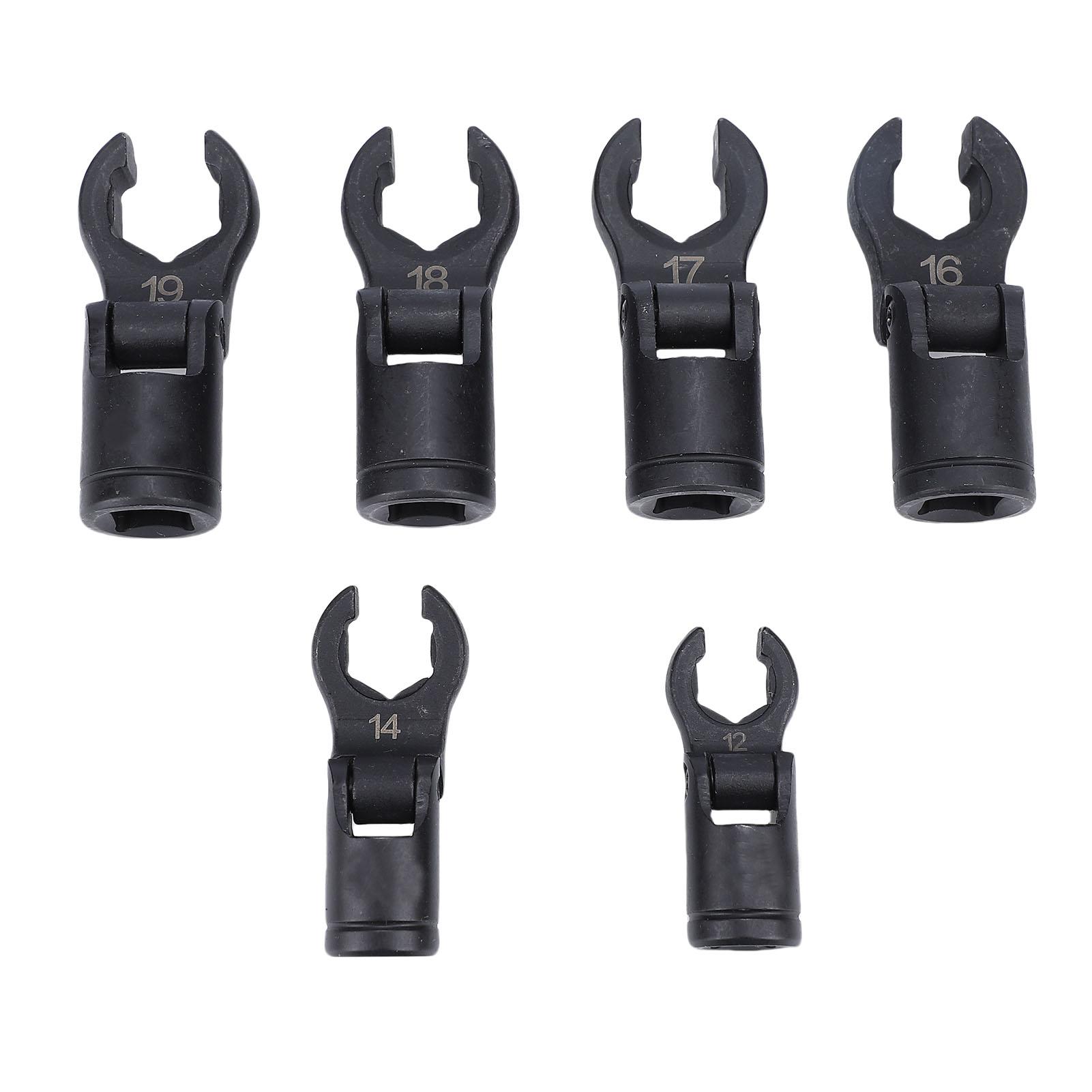 

6PCS Crows Foot Wrenches 1 2 3 8 Inch Drive 6 Point Socket Flexible Head Fuel Line Wrench Set 12mm 14mm 16mm 17mm 18mm