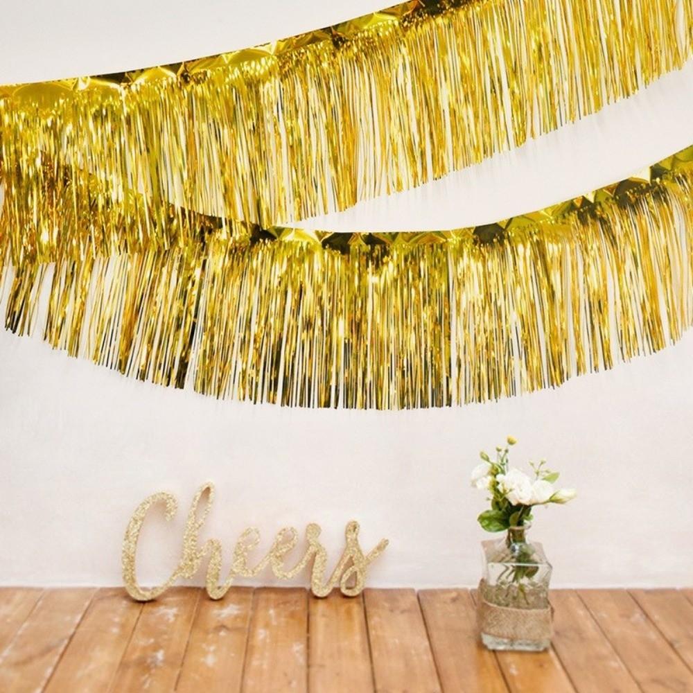 30*200cm Tassels Fringes Banner Shiny Rain Silk Curtain New Garland Curtain  For Wedding Birthday