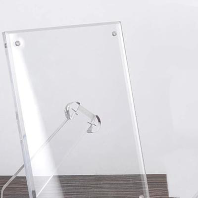 Transparent Acrylic Magnetic Picture Frames Minimalist Rectangle Acrylic Sign Holder with Stand No-drill Clear Photo Frame