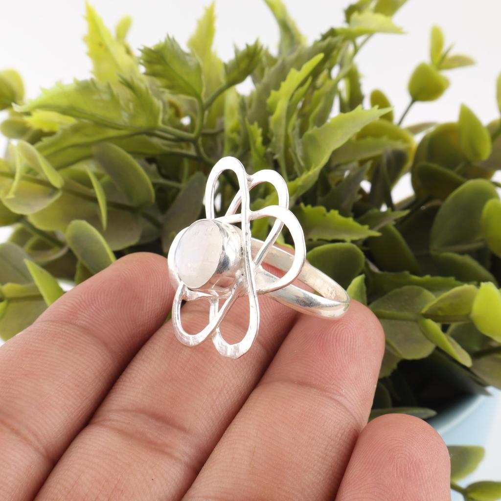 Rainbow Moonstone Gemstone Jewelry, 925 Sterling Silver Ring, Handmade Beauteous Silver Jewelry, Moonstone Designer Ring For Gift