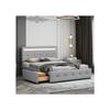 Lit Rembourré Avec LED 140 X 200 Cm, Lit Simple Avec Tête De Lit Et 4 Tiroirs, Gris (sans Matelas)