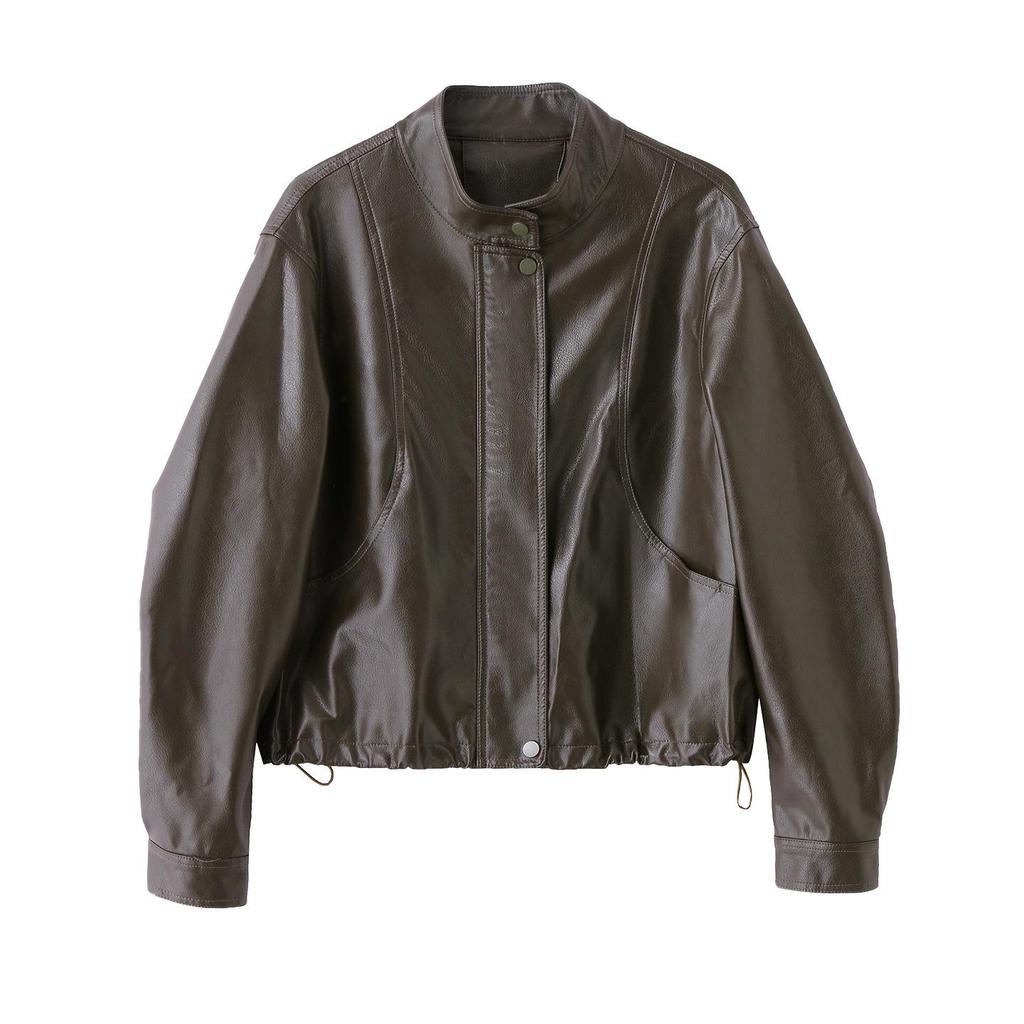 2025 Women's Korean Fashion Genuine Red Ancola Leather Jacket - Autumn/Winter Lambskin Trend