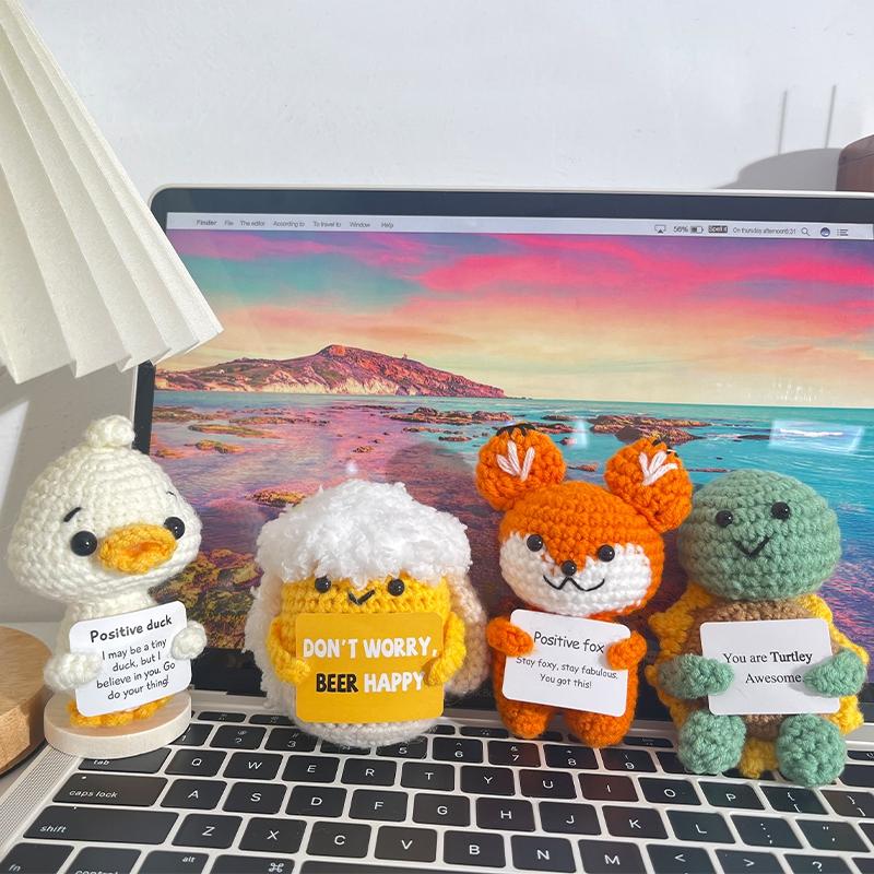 Crochet Positive Energy Dolls Cute Mini Pocket Hug Knitted Potatoes Handwoven Figurine Crafts Kawaii Crochet Animals Xmas Gifts
