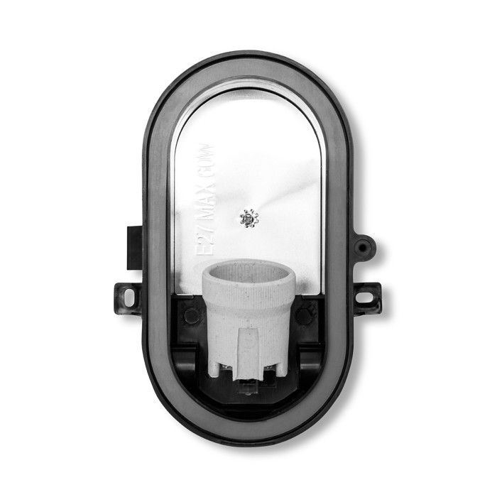 Applique exterieure - turtle: hublot ovale en verre et plastique. e27 max 60w - noir