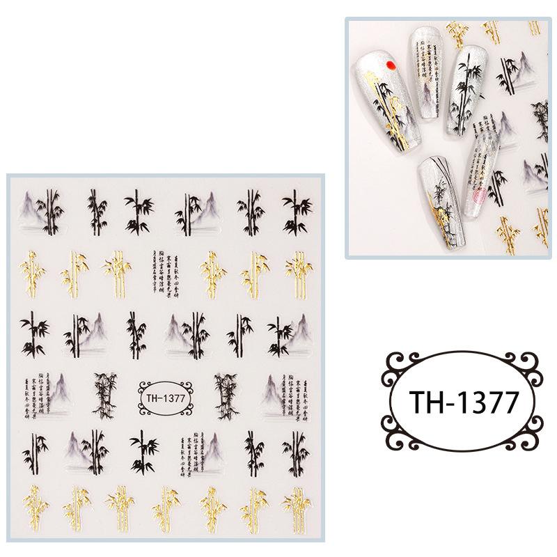 New Year Nail Art Stickers Bronzing Year of the Dragon Chinese Style Mahjong Cartoon Nail Stickers Decoration